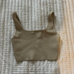 Aritizia Babaton Beige Ribbed Top